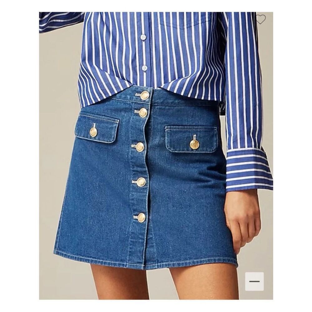 J. Crew Button-Front Denim Mini Skirt Blue Size Small